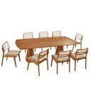 Ver imagem 2 de Sala de Jantar Mesa Noronha 220cm Tampo Laminado Canto Barril com 8 Cadeiras Eva Premium