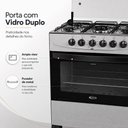 Ver imagem 6 de Fogão a Gás Delicato 5 Bocas Mega Chama e Forno 84 Litros Easy Clean Porta com Vidro Duplo Clarice