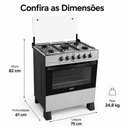 Ver imagem 3 de Fogão a Gás Delicato 5 Bocas Mega Chama e Forno 84 Litros Easy Clean Porta com Vidro Duplo Clarice