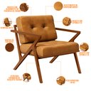 Ver imagem 4 de Poltrona Decorativa Sala de Estar com Cintas de Corano Laís B04 Couríssimo Whisky - Lyam Decor