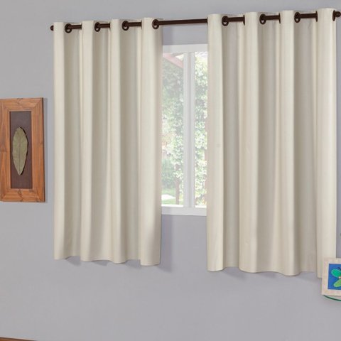 Cortina Blackout 2,20 X 1,30 Franzida Padrao para Sala Ilhos Corta Luz Cor Palha