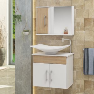 Conjunto Bali Gabinete para Banheiro com Cuba e Espelheira