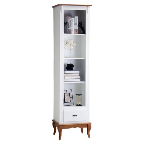 Estante Torre 03 Prateleiras 1 Gaveta Pés Luiz Xv 60101 - Branco/imbuia Glazer