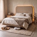 Ver imagem 2 de Cama Box Base Queen com Cabeceira Zaya 158x198 Flutuante Japonesa Bouclê Capuccino - Desk Design