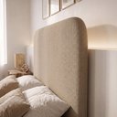 Ver mais imagens de Cama Box Base Queen com Cabeceira Zaya 158x198 Flutuante Japonesa Bouclê Capuccino - Desk Design