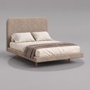Ver imagem 1 de Cama Box Base Queen com Cabeceira Zaya 158x198 Flutuante Japonesa Bouclê Capuccino - Desk Design