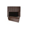Conjunto Cabeceira Solteiro 100cm Laura Copenhague + Recamier Calçadeira 100cm Suede Marrom - Vh Mov - 1