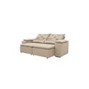 Ver imagem 2 de Sofá com Chaise Beatriz 3 Lugares Retrátil e Reclinável 195cm Bege
