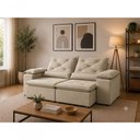 Ver imagem 1 de Sofá com Chaise Beatriz 3 Lugares Retrátil e Reclinável 195cm Bege