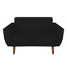 Sofá Ravena Base Retrô 2 Lugares Suede Preto Premium - Cor: Preto - 5