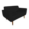 Sofá Ravena Base Retrô 2 Lugares Suede Preto Premium - Cor: Preto - 6