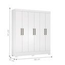 Ver imagem 2 de Guarda Roupa Casal Névoa 6 Portas de Bater 2 Gavetas Internas MDP Branco Demóbile
