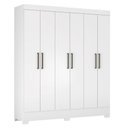 Ver imagem 4 de Guarda Roupa Casal Névoa 6 Portas de Bater 2 Gavetas Internas MDP Branco Demóbile