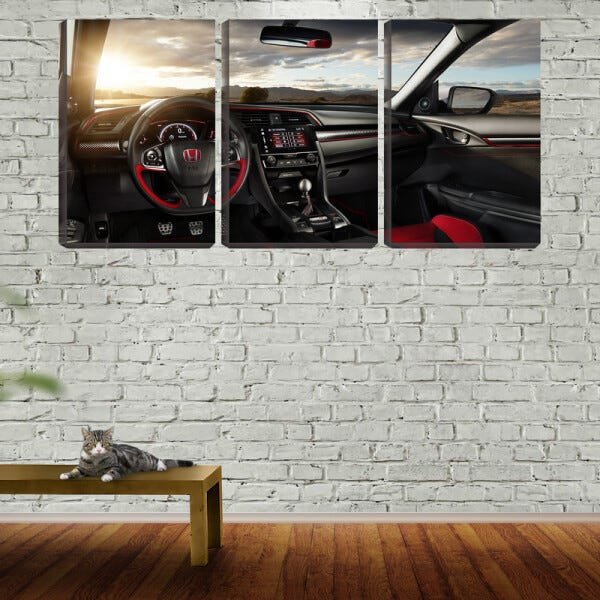 Quadro canvas 45x96 interior honda carro de luxo - 2