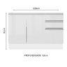 Balcão Gabinete de Pia Armário de Cozinha 100% MDF 120 cm 3 Portas e 2 Gavetas Portas Branco Brilho Acordes Madesa - 3
