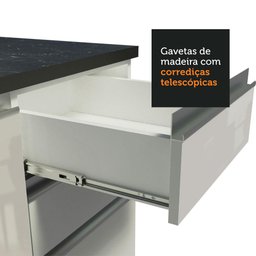 Balcão Gabinete de Pia Armário de Cozinha 100% MDF 120 cm 3 Portas e 2 Gavetas Portas Branco Brilho Acordes Madesa - 7
