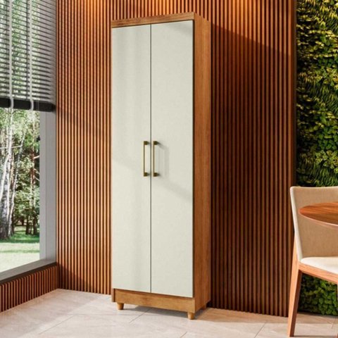 Armário Multiuso Compacto Anna 2 Portas com 5 Repartições - Cedro - Areia Cedro - Areia