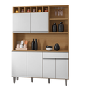 Ver imagem 1 de Cozinha Compacta 6 Portas 1 Gaveta 130cm Alice Ajl Móveis:amêndoa Branco