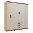 Ver imagem 2 de Guarda-roupa Casal Rp3637 6 Portas 3 Gavetas Ipê/cristalo - Decibal