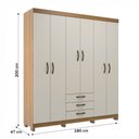Ver imagem 4 de Guarda-roupa Casal Rp3637 6 Portas 3 Gavetas Ipê/cristalo - Decibal