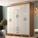 Ver imagem 1 de Guarda-roupa Casal Rp3637 6 Portas 3 Gavetas Ipê/cristalo - Decibal