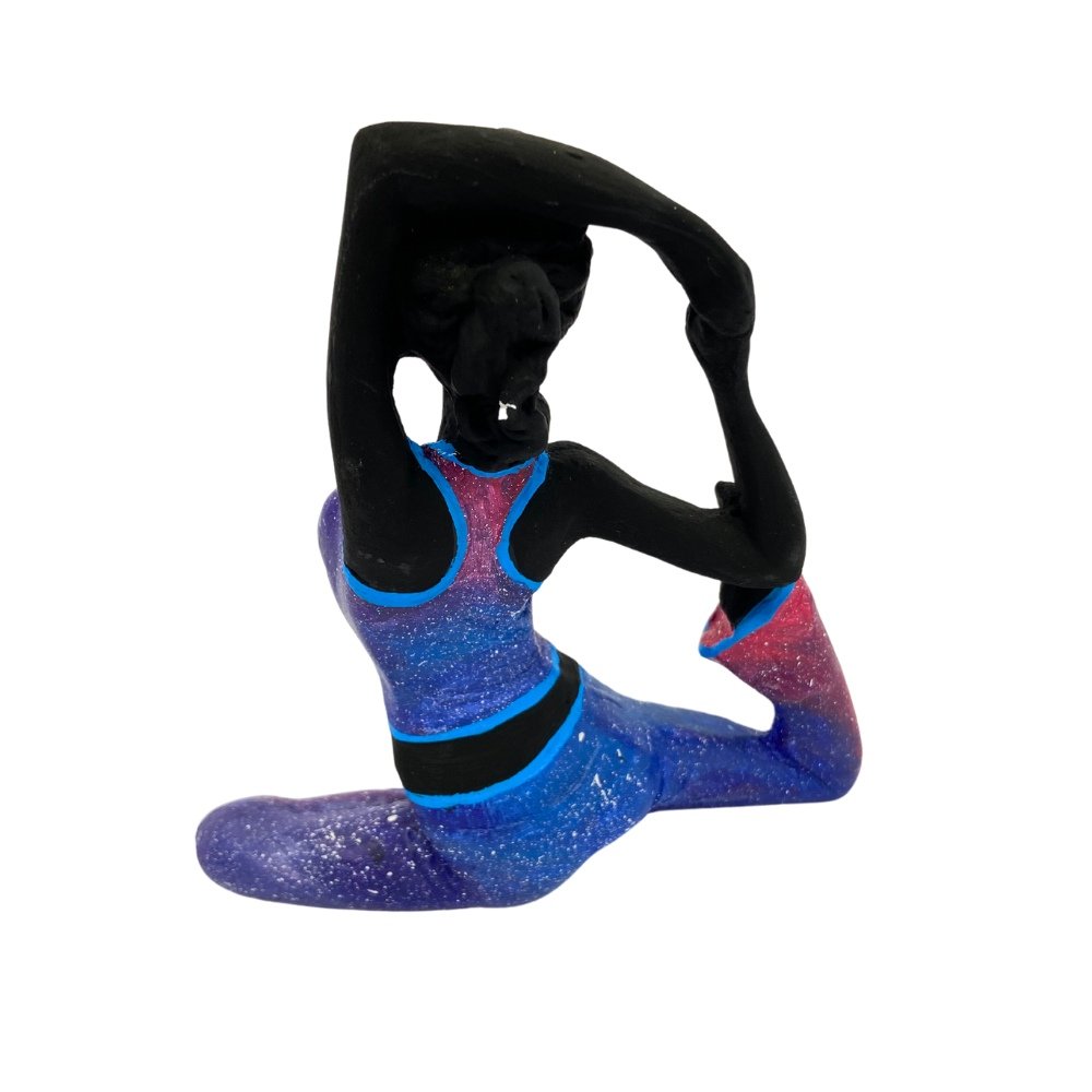Bailarina Yoga Yogui Perna Aberta Degrade de Lilás Pele Preta Imagem em Gesso Calça Comprida - 3