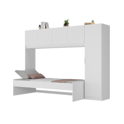 Cama de Solteiro com Colchão e Guarda Roupa Dublin Multimóveis Mp4035 Branco
