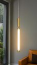 Ver imagem 1 de Pendente Moderno Tubo Dourado 44cm Led 10w 3200k Bivolt 16202-pl