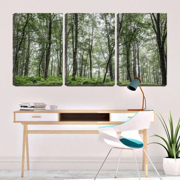Quadro canvas 30x66 samambaias entre árvores - 2