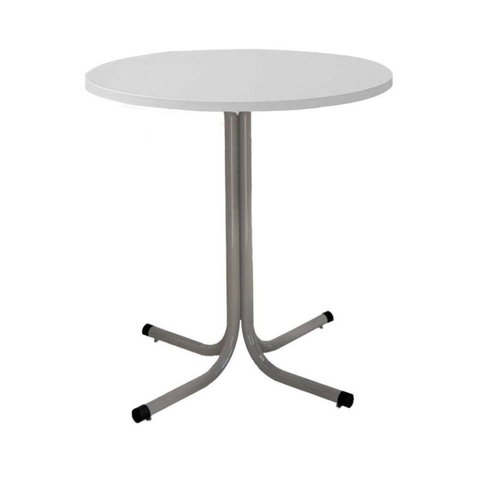 Mesa de Jantar Redonda 80cm Cinza Tampo Madeira Branco