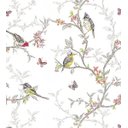 Ver imagem 2 de Papel De Parede Fundo Branco Com Desenhos De Passarinhos Para Quarto