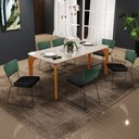 Ver imagem 2 de Mesa Capri 160cm Off White E 6 Cadeiras Allana B05 Facto Verde Musgo Linho Chumbo - Lyam Decor Capri