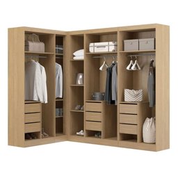 Guarda Roupa Casal de Canto Modulado 166-240x218cm Selene 5 Peças Mdp Carvalho Menu Móveis - 6