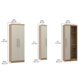 Guarda Roupa Casal de Canto Modulado 166/240x218cm Selene 5 Peças Mdp Carvalho Menu - 3