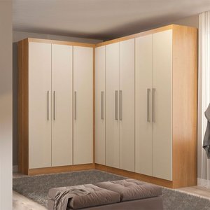 Guarda Roupa Casal de Canto Modulado 166-240x218cm Selene 5 Peças Mdp Carvalho Menu Móveis