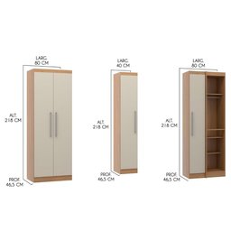 Guarda Roupa Casal de Canto Modulado 166-240x218cm Selene 5 Peças Mdp Carvalho Menu Móveis - 5