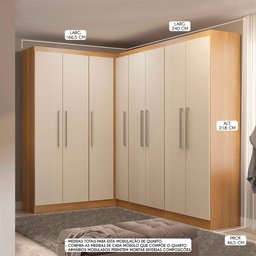 Guarda Roupa Casal de Canto Modulado 166-240x218cm Selene 5 Peças Mdp Carvalho Menu Móveis - 3
