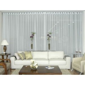 Cortina Voil Branco Sala Quarto 6,00x2,80 Ilhós Cromado
