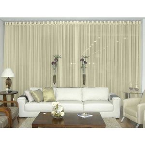 Cortina Voil Perola Sala Quarto 6,00x2,80 Ilhós Cromado