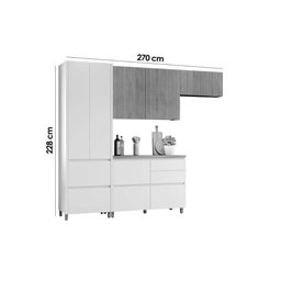 Kit Cozinha Modulada 4 Peças Rainha (2aéreos+1balcão+1paneleiro) C4p158 Branca/nature - Nesher - 2