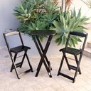 Ver imagem 2 de Conjunto com Jogo de Mesa Dobravel Bistrô Preto com 2 Cadeiras - Tarimata