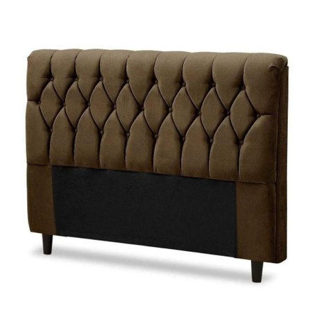Cabeceira Cama Box Casal Queen Size 160cm Eloá Estofada Suede Veludo Premium Marrom