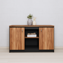 Ver imagem 1 de Armário para Escritório 120x72cm Multiuso Baixo com Chave 25mm Credenza Yescasa Marrom/Nogal/Preto