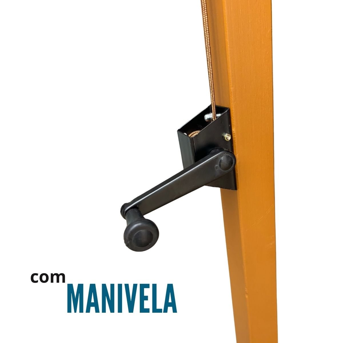 Ombrelone Lateral Suspenso Estrutura Madeira 3m Gigante Manivela Jardim Preto Importway Iwoblm-300 I - 5