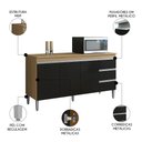 Ver imagem 3 de Balcão de Cozinha com Tampo 150cm 3 Gavetas Andréia Amêndoa/preto - Ajl Móveis
