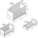 Ver imagem 6 de Berço Mini Cama 3 em 1 Multifuncional 133x64 Cm Bbi51 Branco Dtall