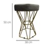 Puff Decorativo Hexágono Diamante Veludo Cinza Camurça Base Dourado - 2