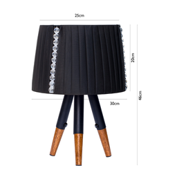 Abajur Pérola Luminária de Mesa Tripé em Pé Madeira Rústico Cor Preto 127/220v - 2