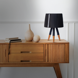 Abajur Pérola Luminária de Mesa Tripé em Pé Madeira Rústico Cor Preto 127/220v - 5