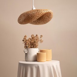 Luminária Pendente Curvas de Bambu Boho 42cm - Oikos - 2